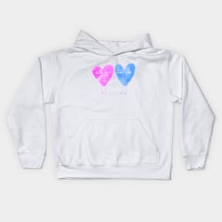 Cute blue and pink hearts in love Kids Hoodie